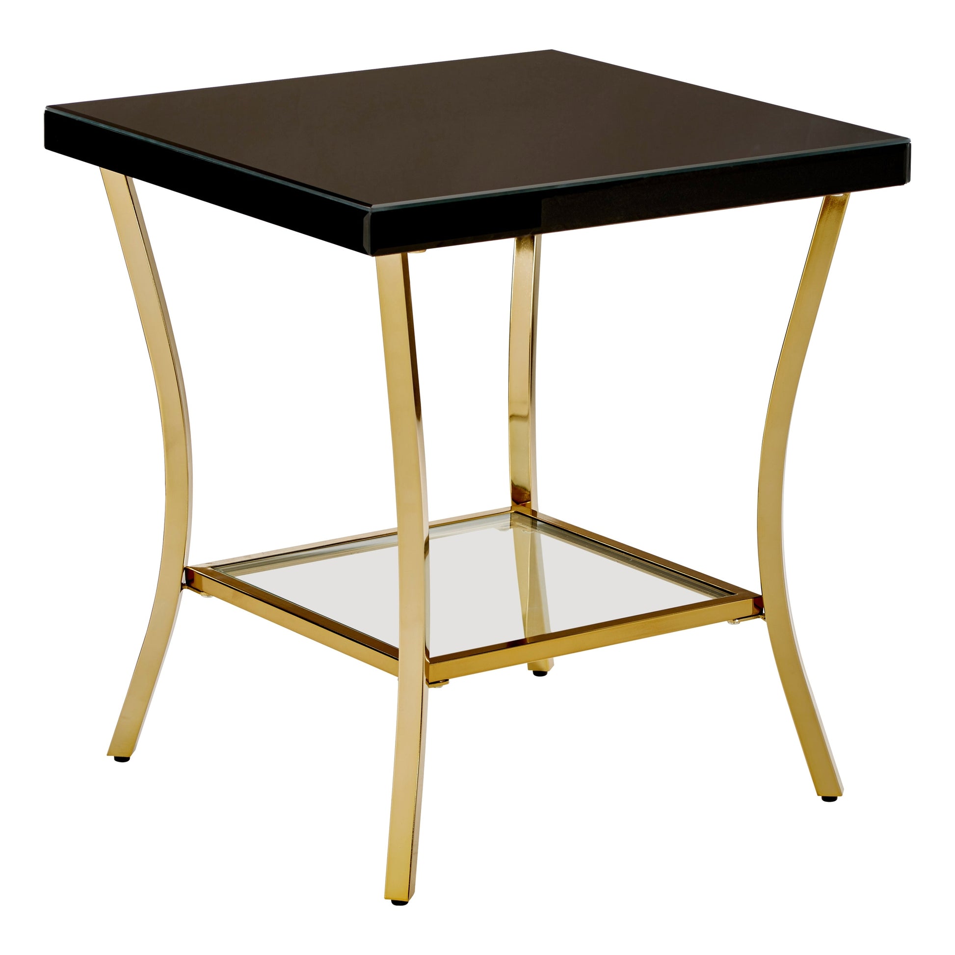 Kenswick Townhouse Black Mirror Side Table with Gold Legs  Nicholas John Interiors