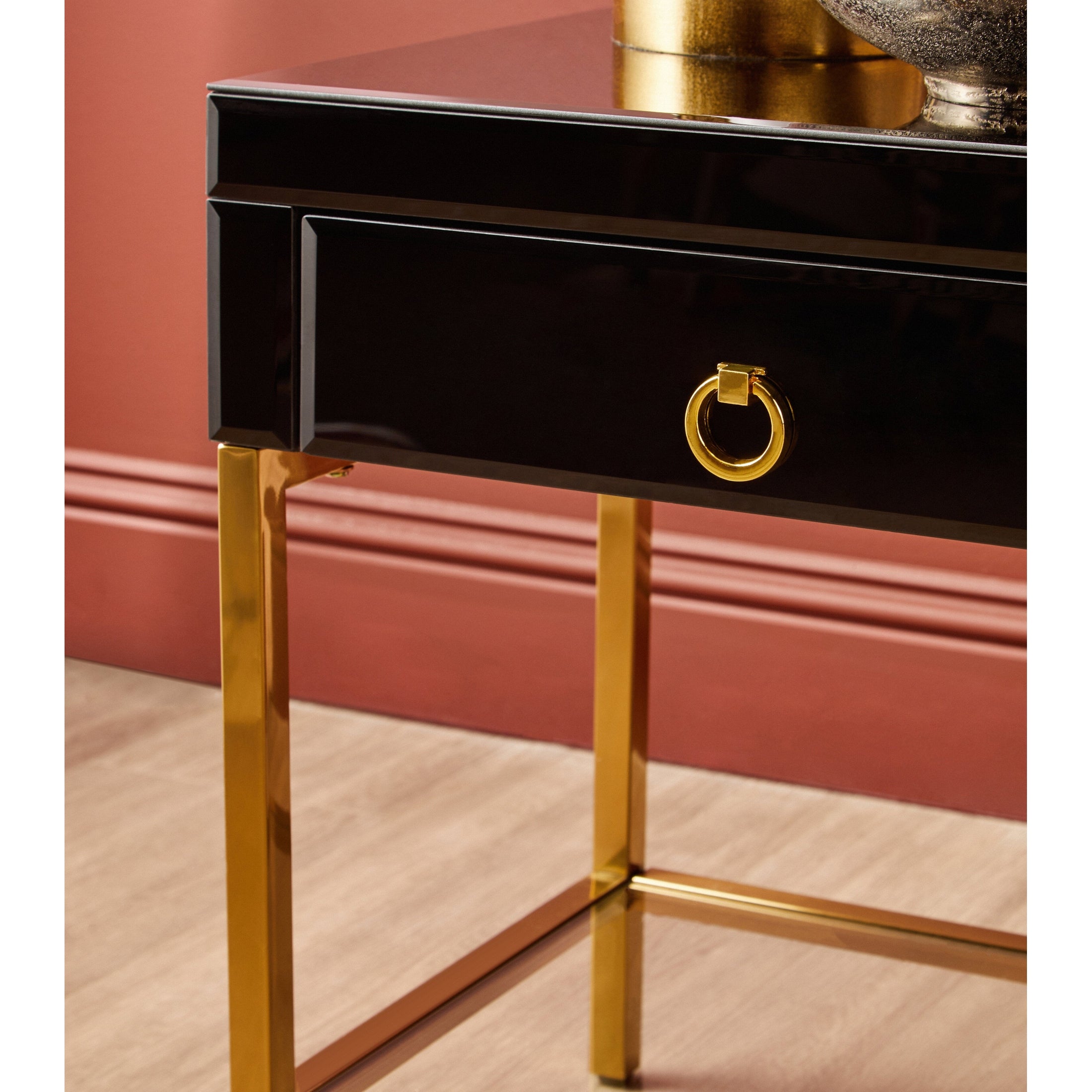 Kenswick Townhouse Black and Gold Side Table  Nicholas John Interiors