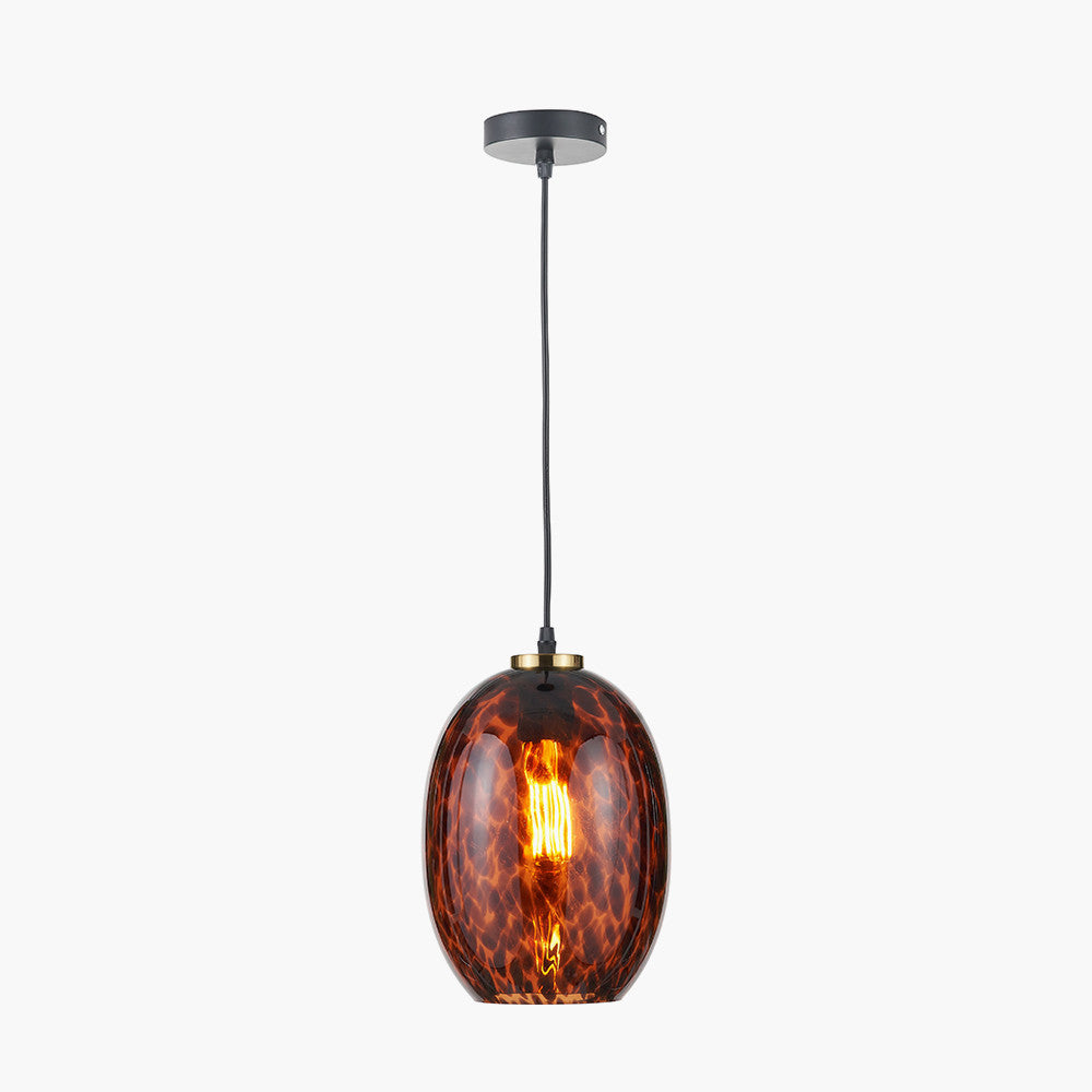 Lucien Tortoiseshell Egg Glass Pendant  Nicholas John Interiors