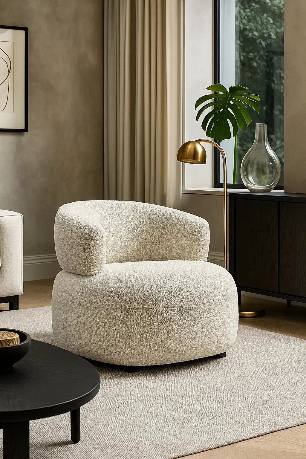 Luka Occasional Chair in Cream Boucle  Nicholas John Interiors