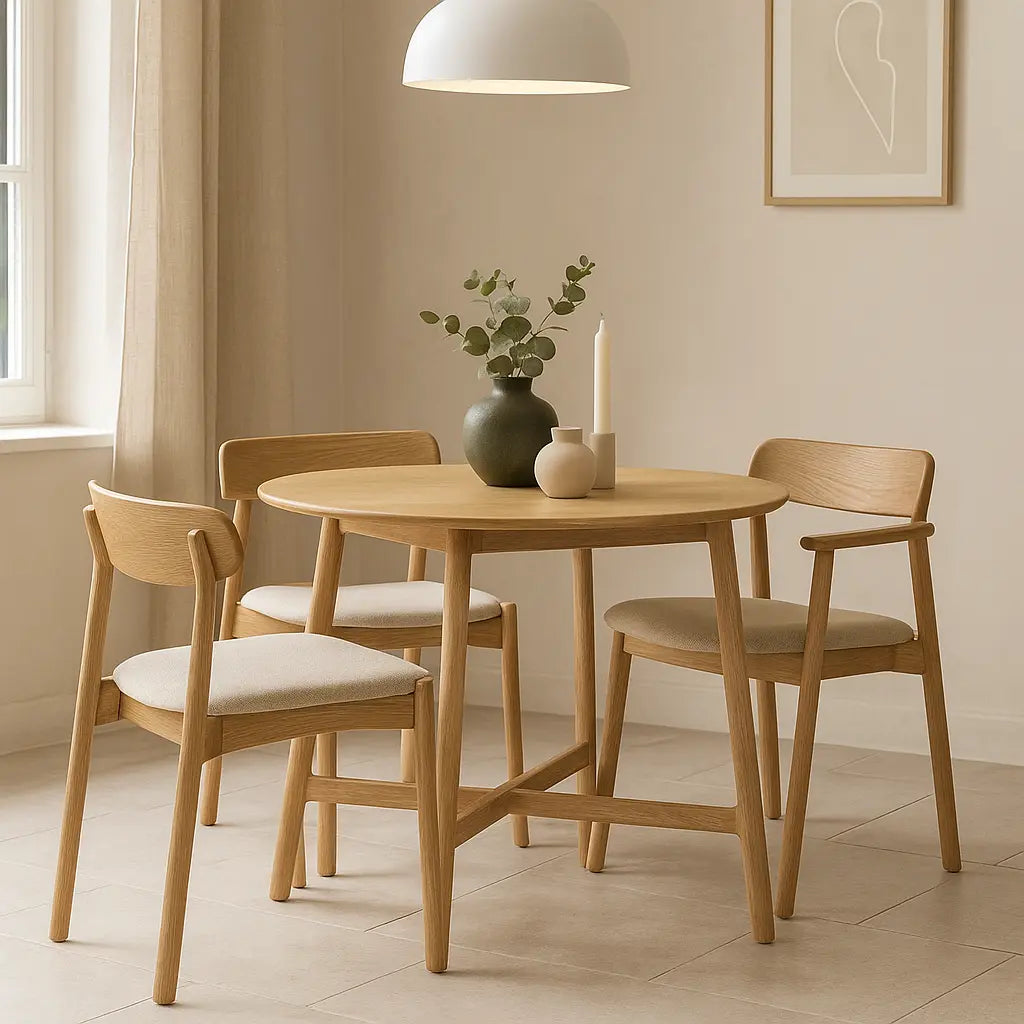 Madaro Round Dining Table Oak  Nicholas John Interiors