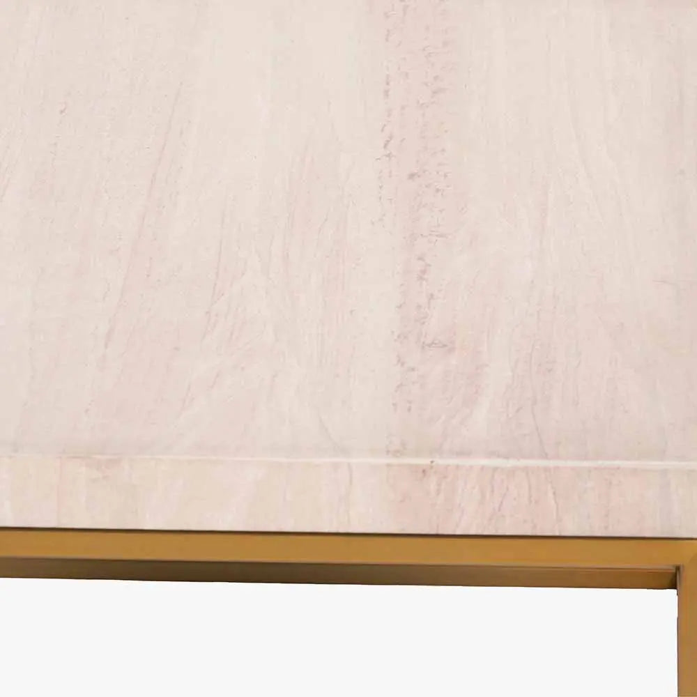 Madison Beige Granite and Burnished Gold Metal Square Coffee Table  Nicholas John Interiors