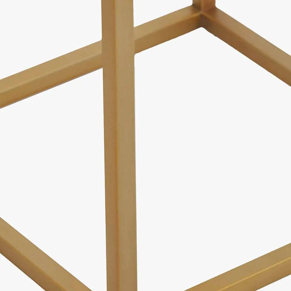 Madison Beige Granite and Burnished Gold Metal Tall Square Side Table  Nicholas John Interiors