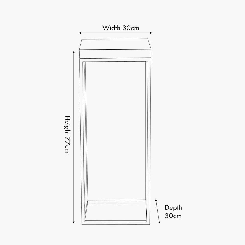 Madison Beige Granite and Burnished Gold Metal Tall Square Side Table  Nicholas John Interiors