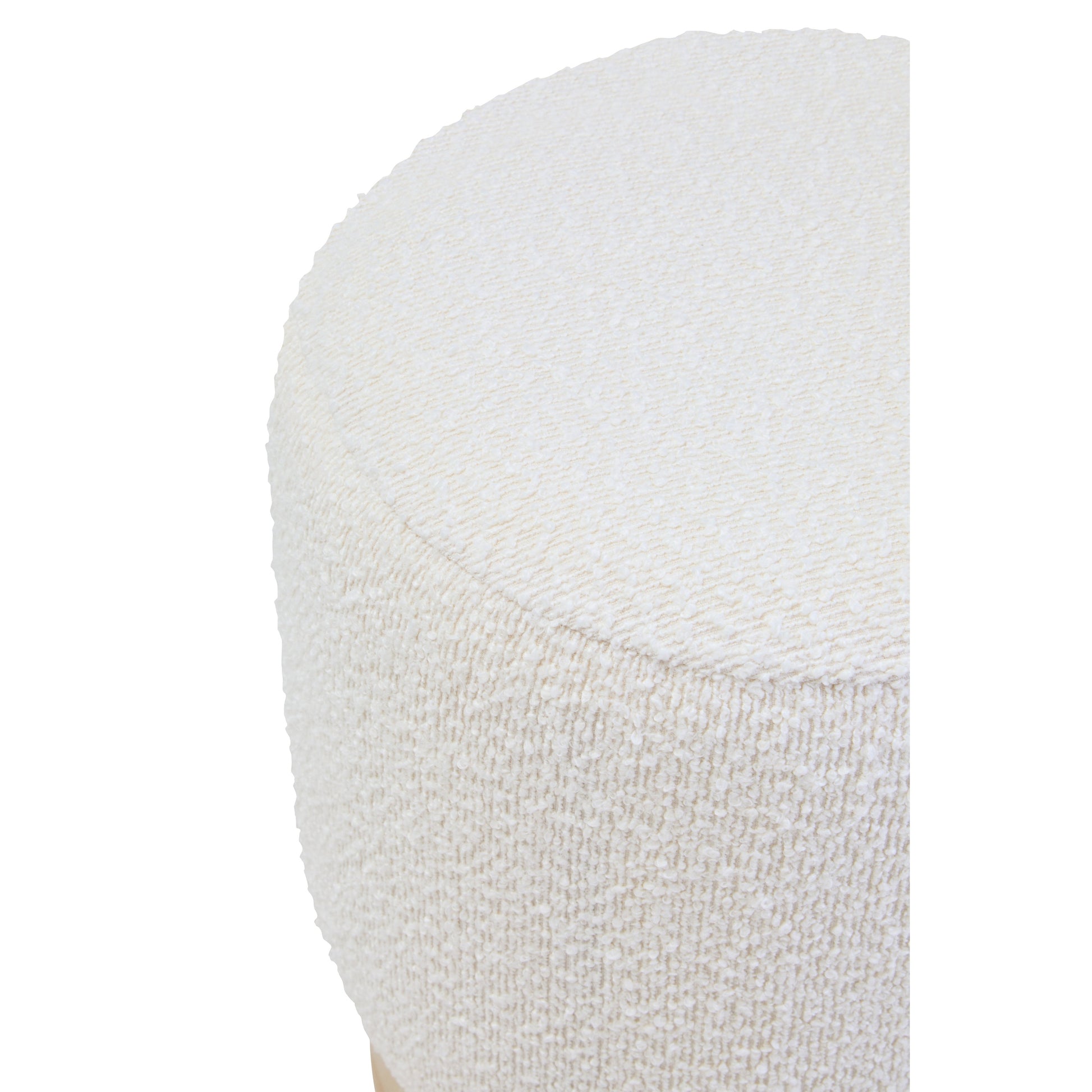 Motara Burl Wood And Cream Boucle Round Stool  Nicholas John Interiors
