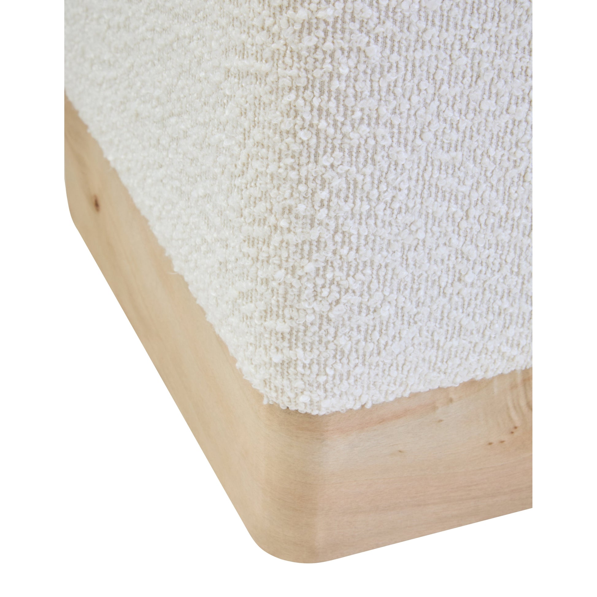 Motara Burl Wood And Cream Boucle Sqaure Stool  Nicholas John Interiors