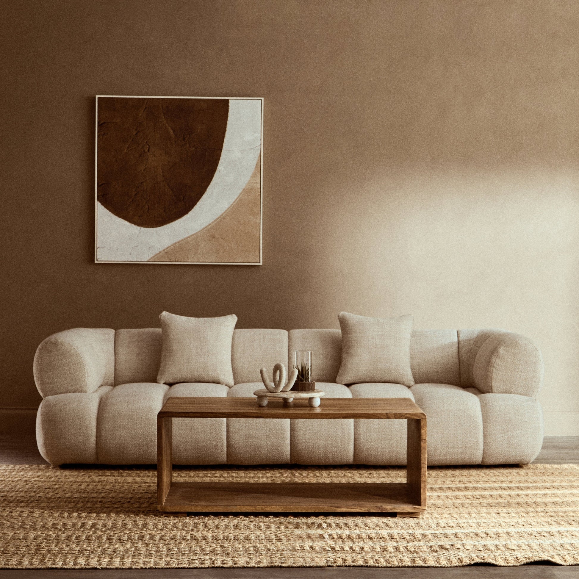 Ordano Cream Linen 3 Seater Curved Sofa  Nicholas John Interiors