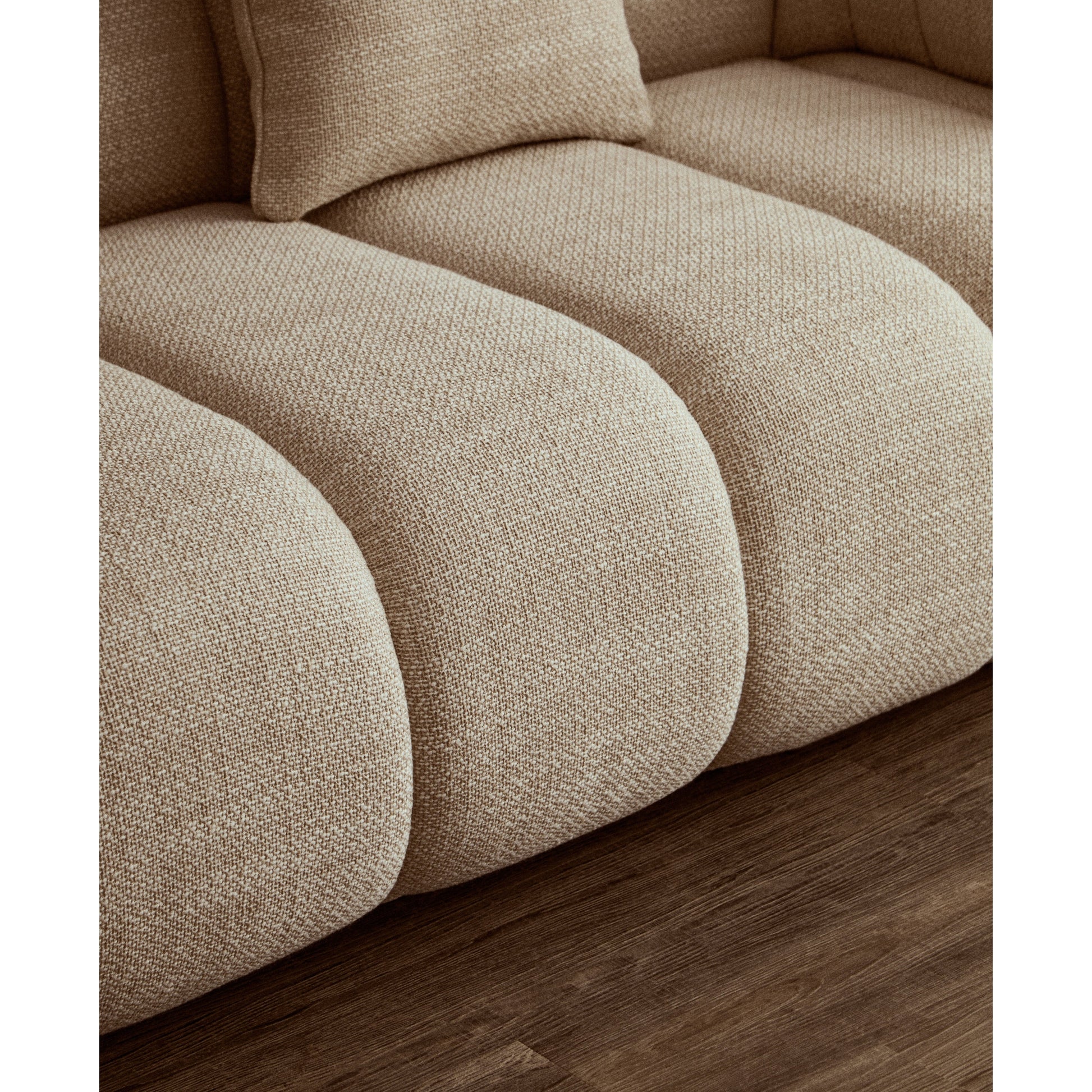 Ordano Cream Linen 3 Seater Curved Sofa  Nicholas John Interiors