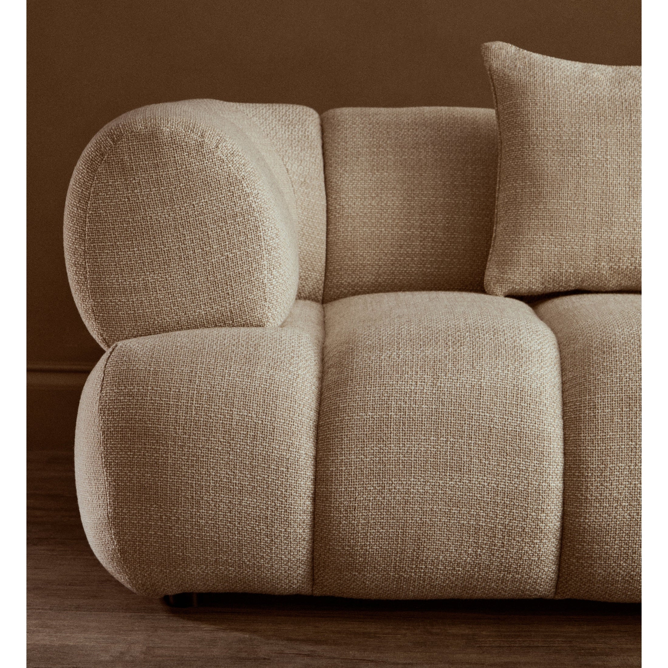 Ordano Cream Linen 3 Seater Curved Sofa  Nicholas John Interiors