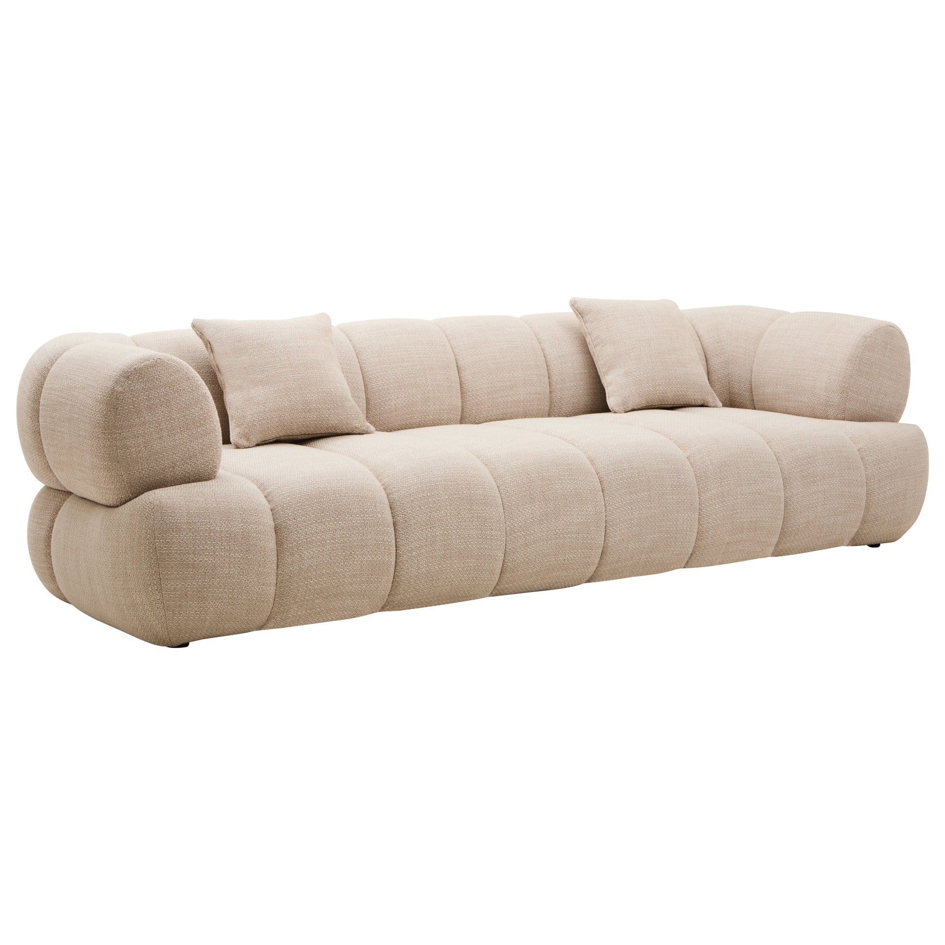 Ordano Cream Linen 3 Seater Curved Sofa  Nicholas John Interiors
