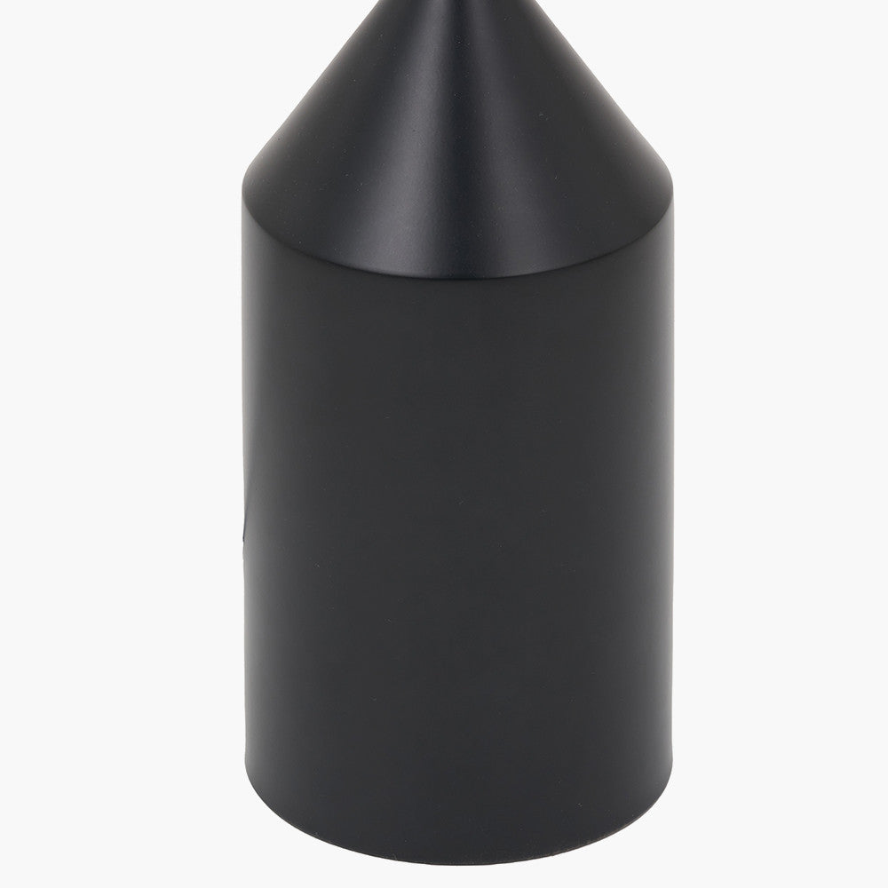 Oscar Black Metal & Natural Linen Floor Lamp  Nicholas John Interiors