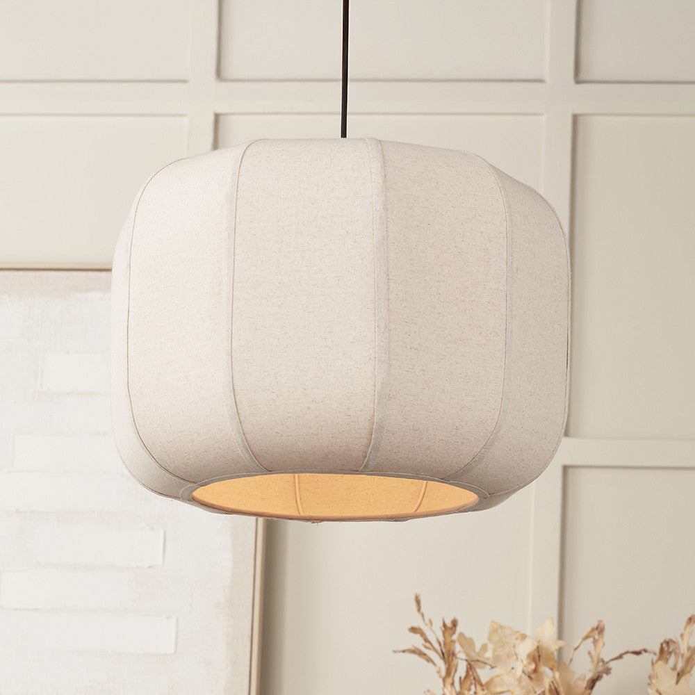 Oscar Natural Linen Structured Pendant  Nicholas John Interiors
