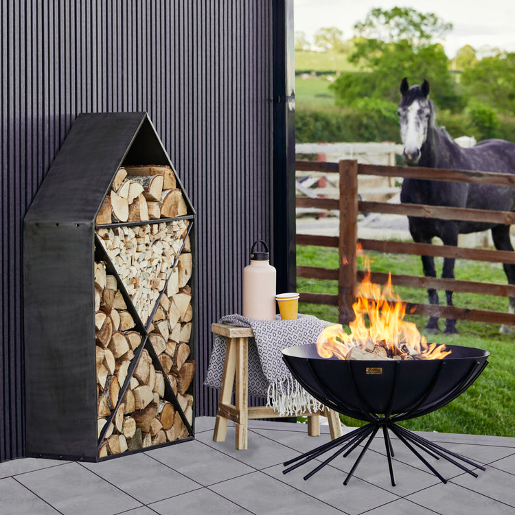 Outdoor Metal Dakota Fire Pit in Black  Nicholas John Interiors