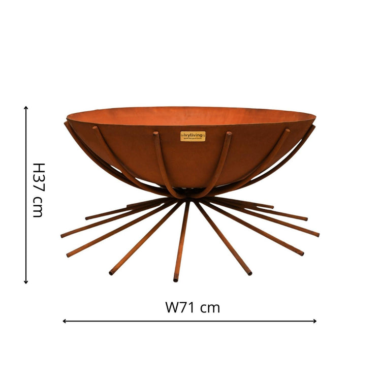 Outdoor Metal Dakota Fire Pit in Rust  Nicholas John Interiors