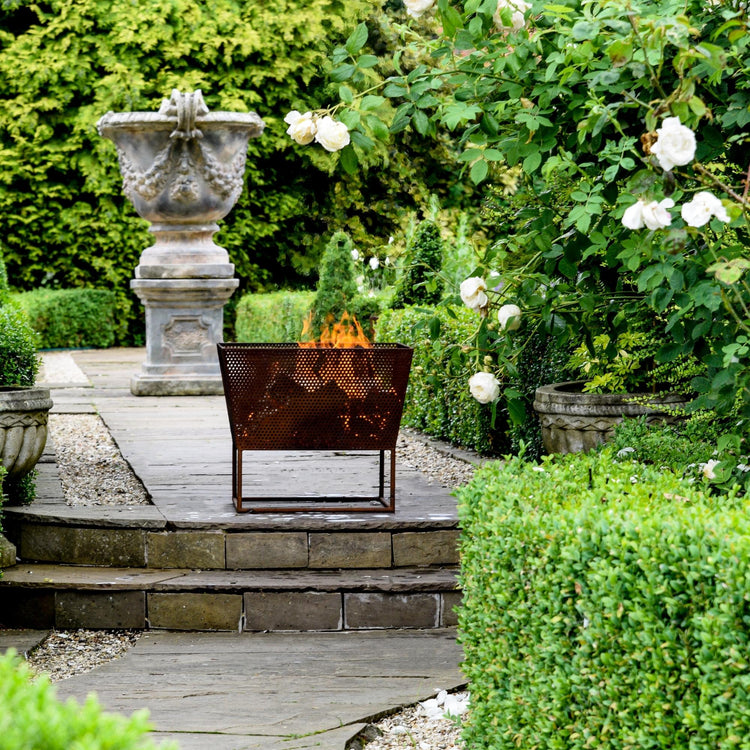 Outdoor Norfolk Fire Pit Rust Iron  Nicholas John Interiors