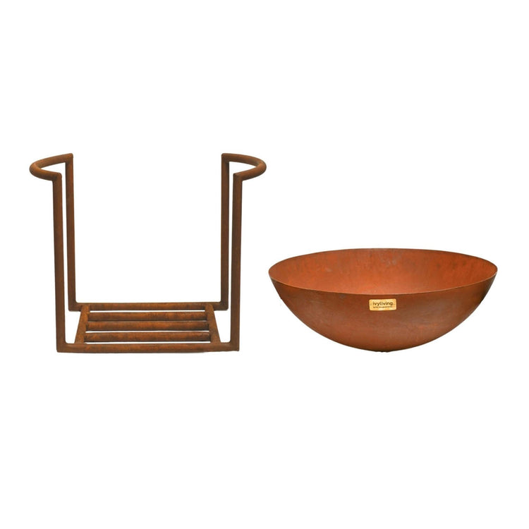 Outdoor XL Cast Iron Fire Pit in Rust  Nicholas John Interiors