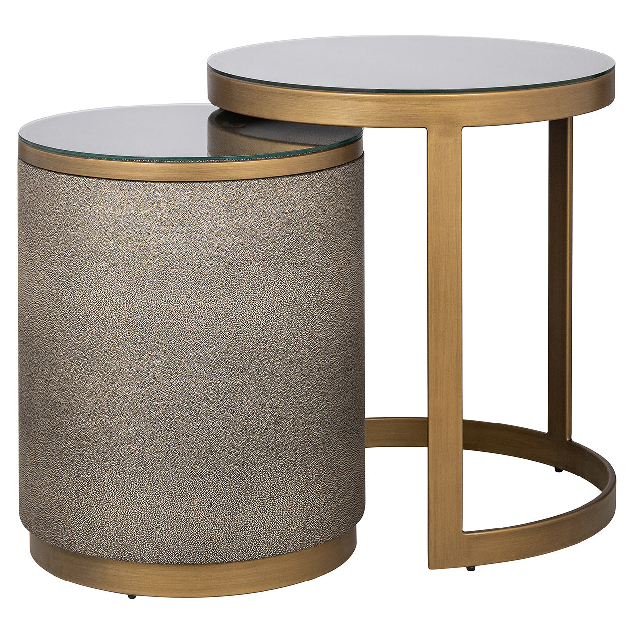 Richmond Interiors Bloomville End Table Set of 2 incl. Glass in Gold  Nicholas John Interiors