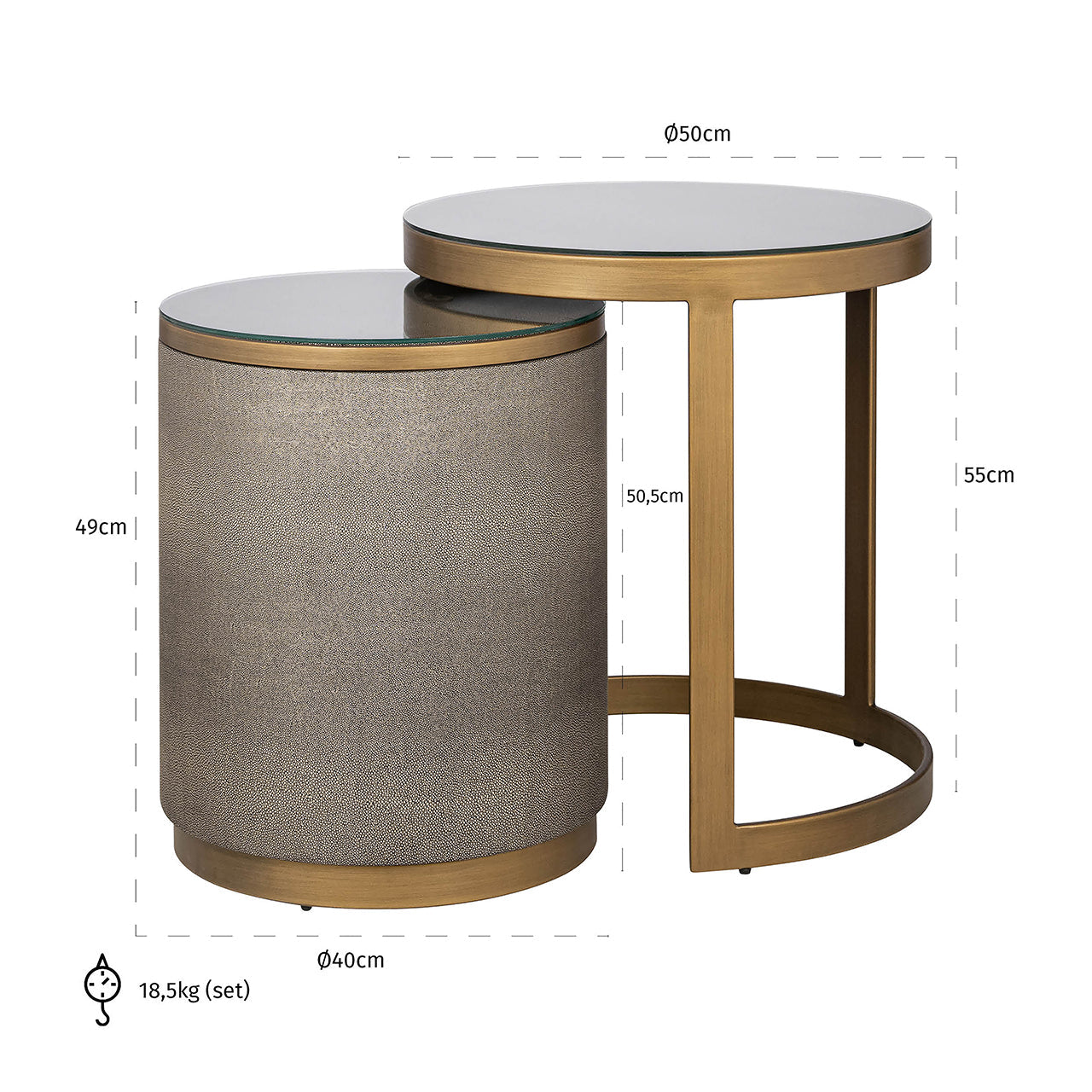 Richmond Interiors Bloomville End Table Set of 2 incl. Glass in Gold  Nicholas John Interiors