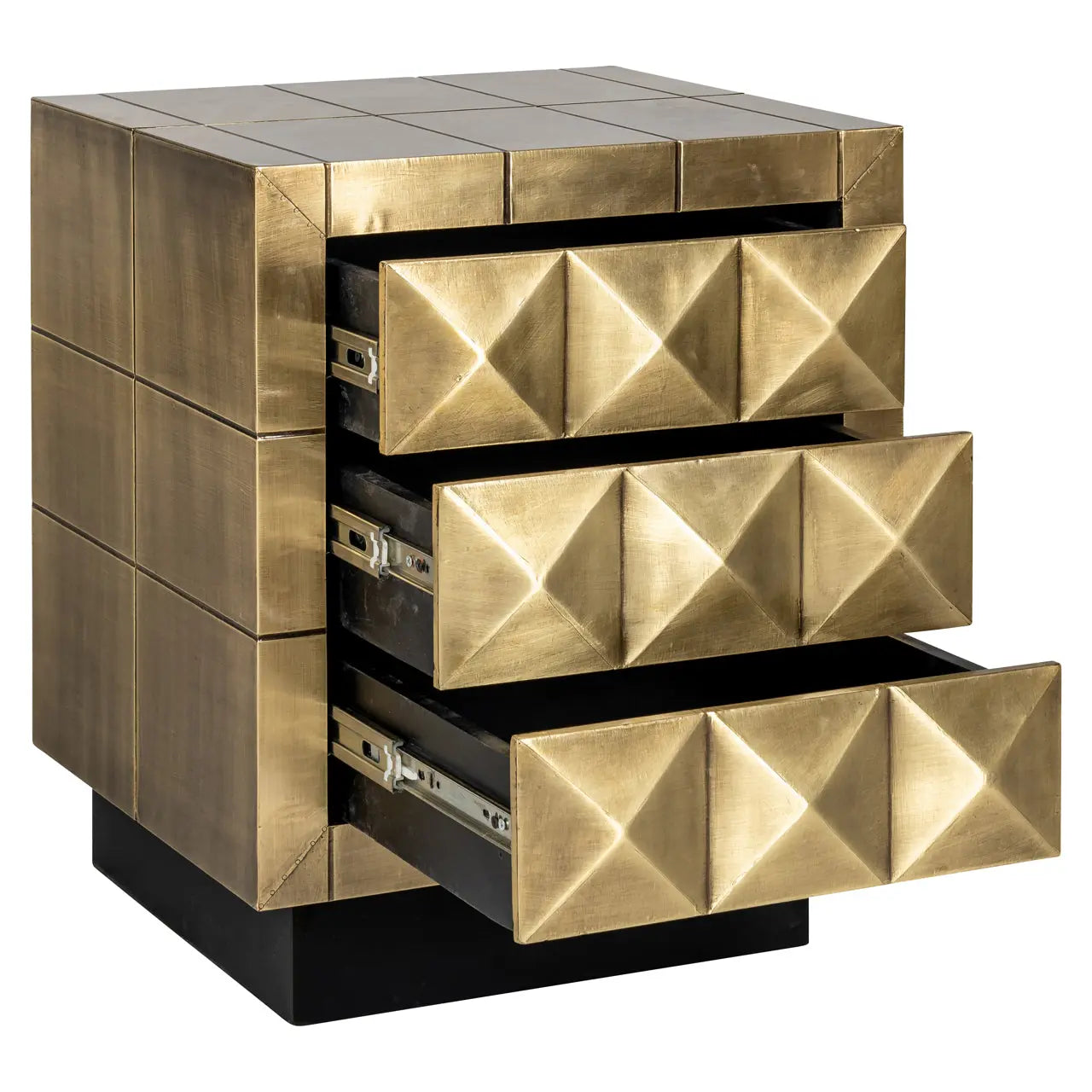Richmond Interiors Collada 3-Drawers Cabinet in Brushed Gold  Nicholas John Interiors