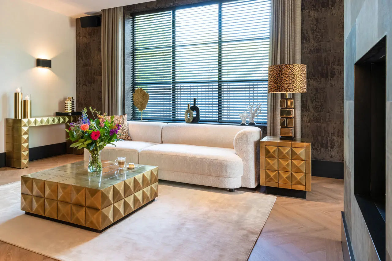 Richmond Interiors Collada 3-Drawers Cabinet in Brushed Gold  Nicholas John Interiors