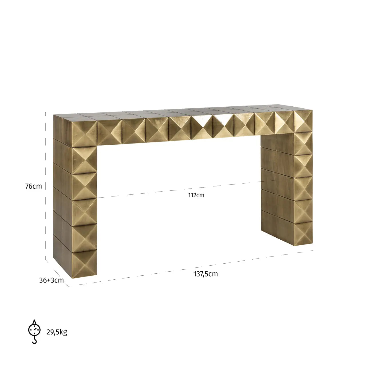 Richmond Interiors Collada Console Table in Brushed Gold  Nicholas John Interiors