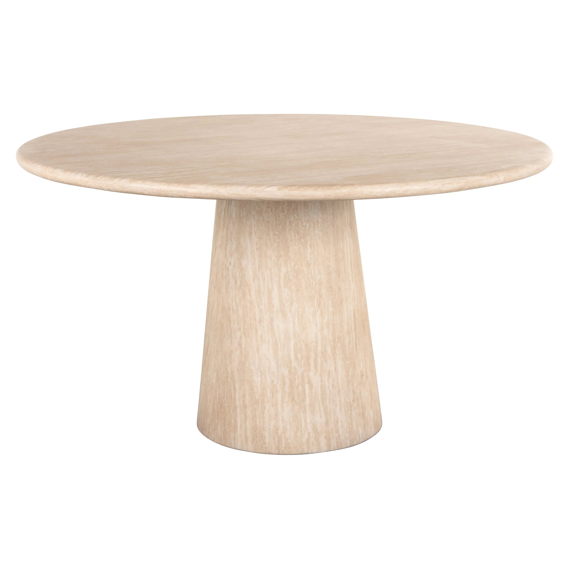 Richmond Interiors Fictus Dining Table 140cm Faux Travertine in Beige  Nicholas John Interiors