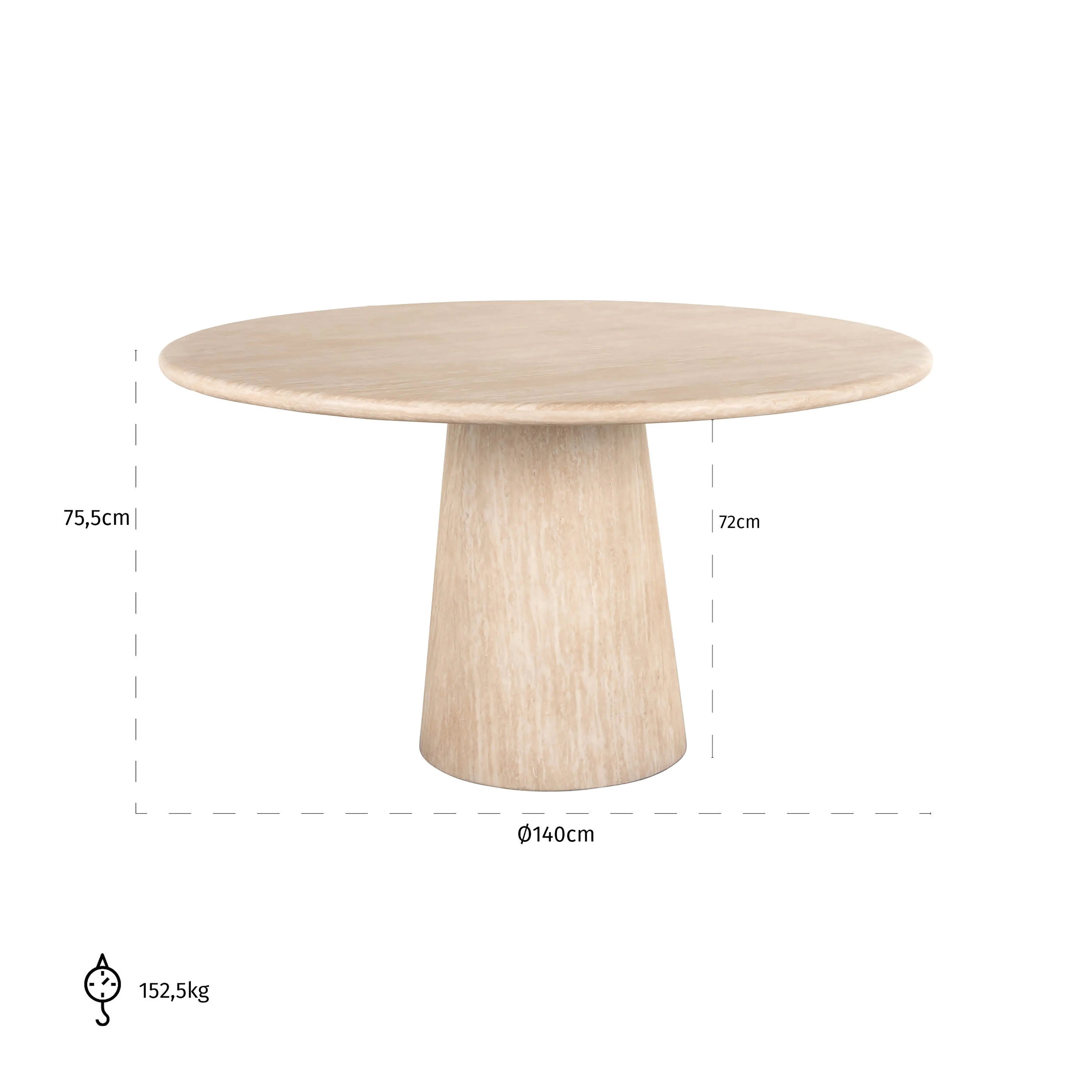 Richmond Interiors Fictus Dining Table 140cm Faux Travertine in Beige  Nicholas John Interiors