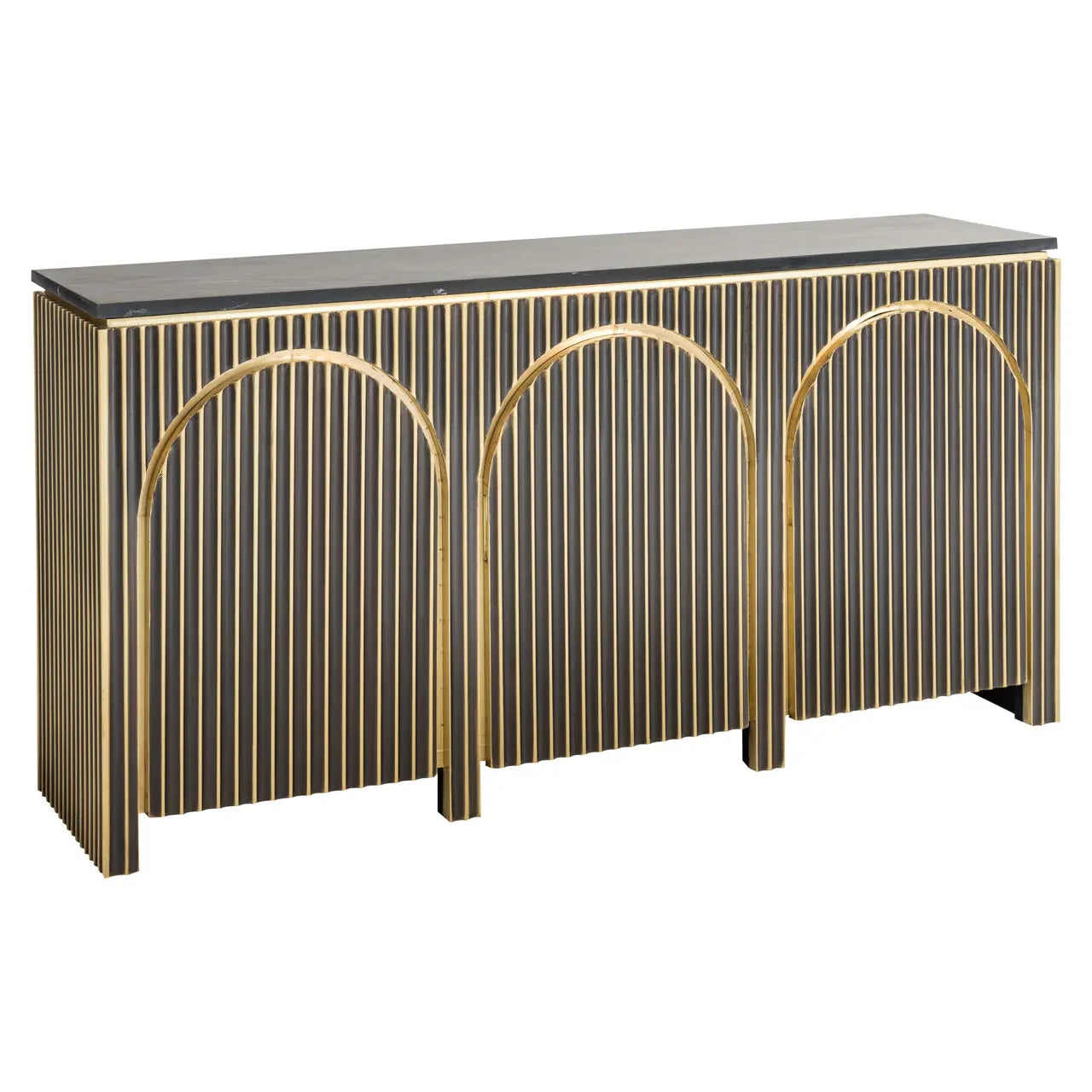 Richmond Interiors Les Arcs 3-Door Sideboard in Brushed Gold  Nicholas John Interiors