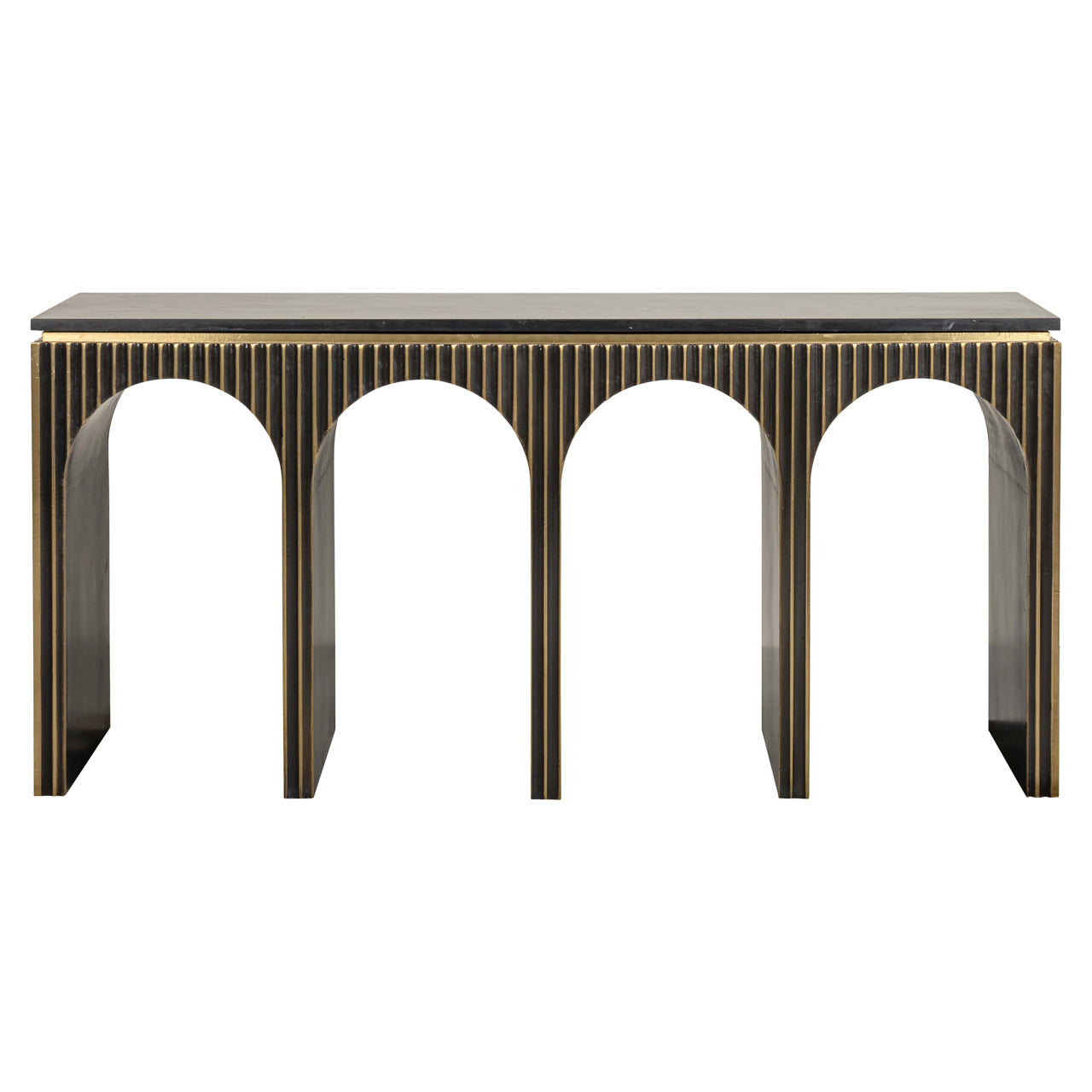 Richmond Interiors Les Arcs Console Table in Brushed Gold  Nicholas John Interiors