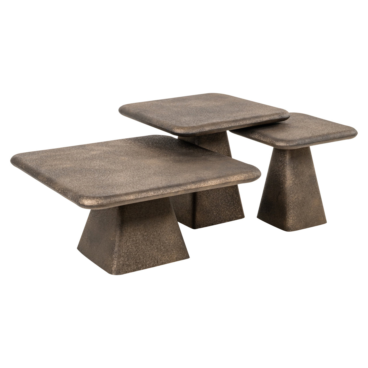 Richmond Interiors Marlie Set of 3 Coffee Tables in Gold  Nicholas John Interiors