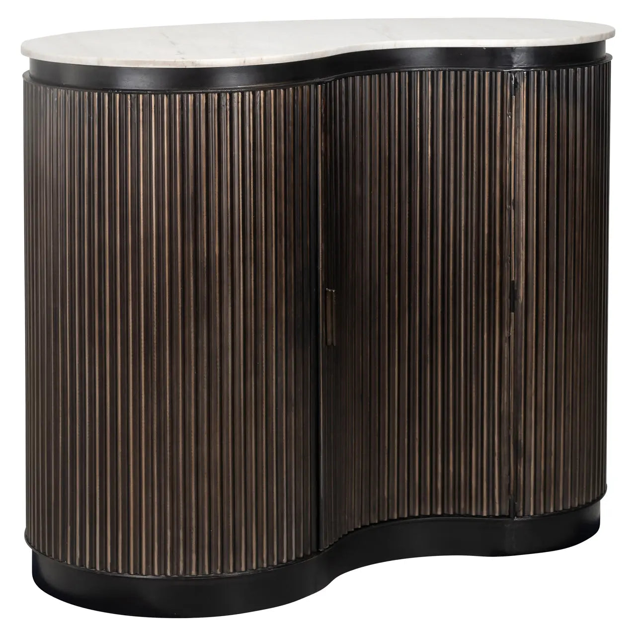 Richmond Interiors Mayfield 1-Door Ribbed Mango Wood Bar table with Marble Top  Nicholas John Interiors