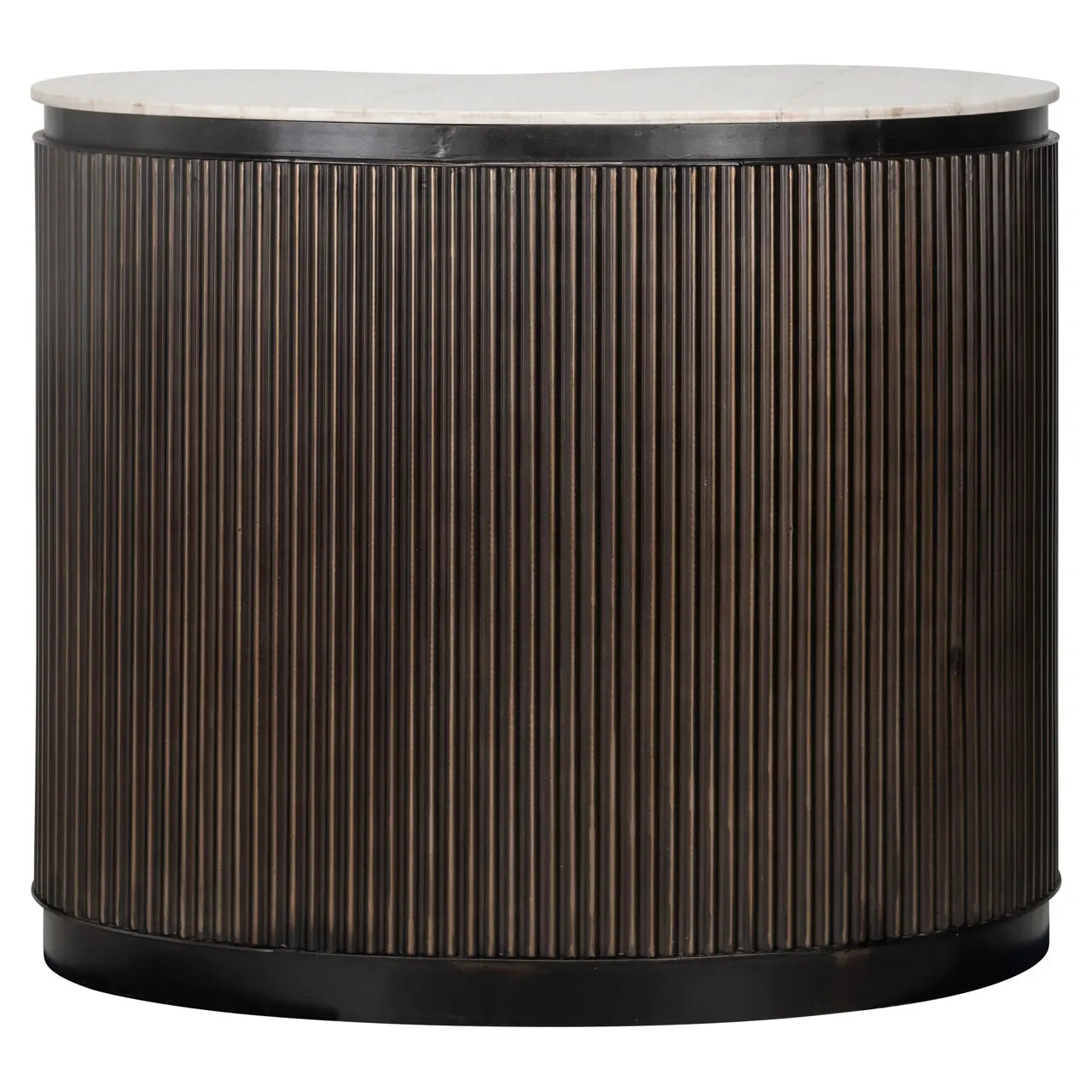 Richmond Interiors Mayfield 1-Door Ribbed Mango Wood Bar table with Marble Top  Nicholas John Interiors