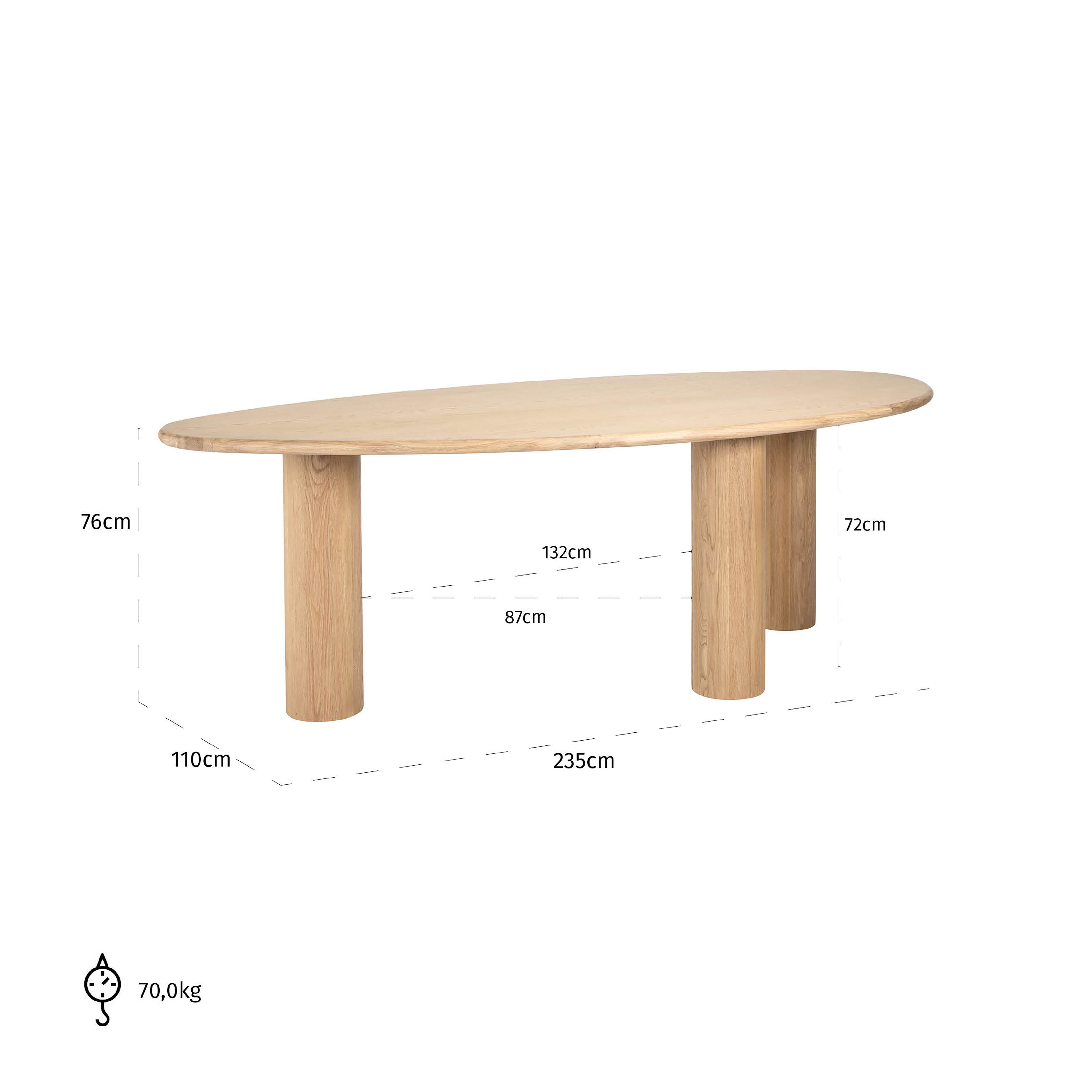 Richmond Interiors Oakley 235cm Dining Table in Natural Oak  Nicholas John Interiors