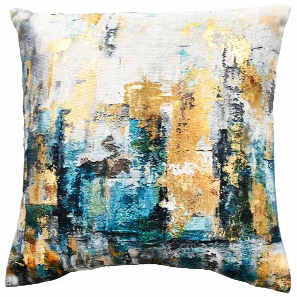 Malini Tate Cushion – Teal Decorative Cushion with Foil Detail  Nicholas John Interiors