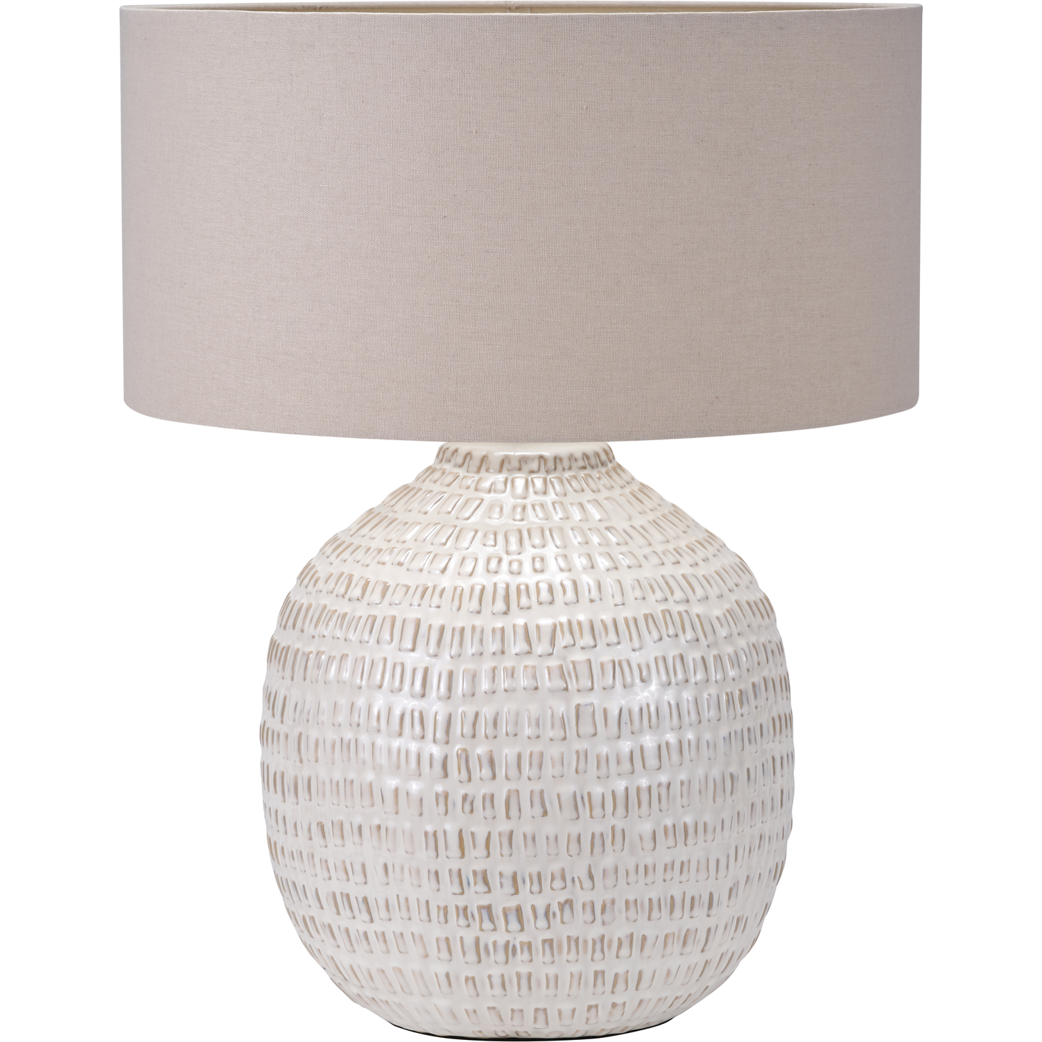 Signe Warm White Linear Textured Ceramic Table Lamp  Nicholas John Interiors