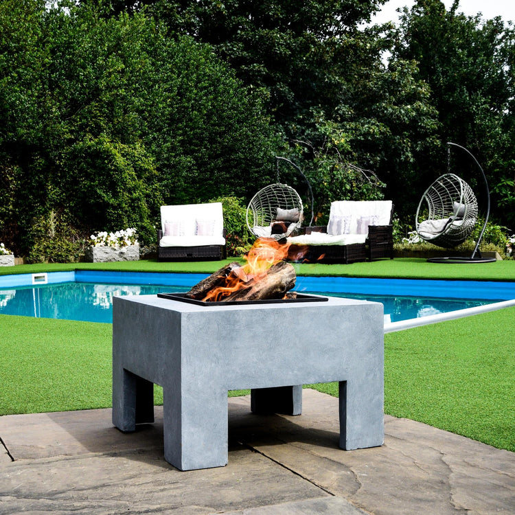 Square Fire Pit & Square Console Cement  Nicholas John Interiors