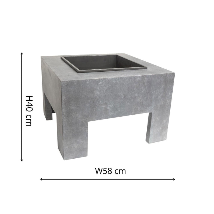 Square Fire Pit & Square Console Cement  Nicholas John Interiors