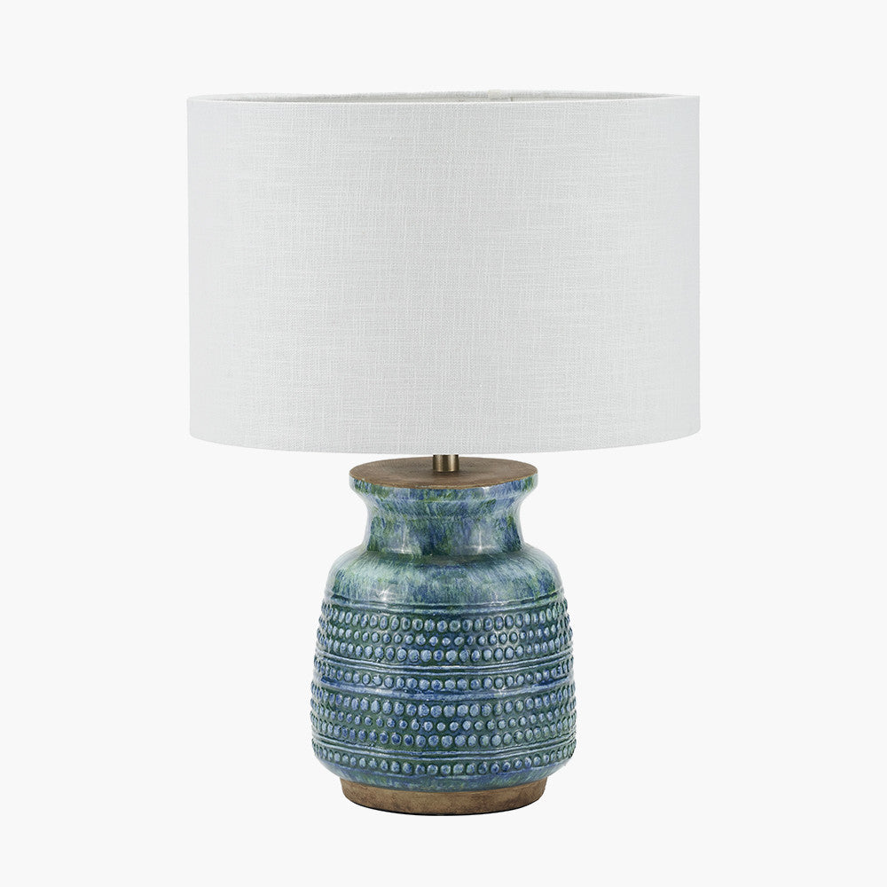 Theano Dot Design Blue Glaze Table Lamp Base  Nicholas John Interiors