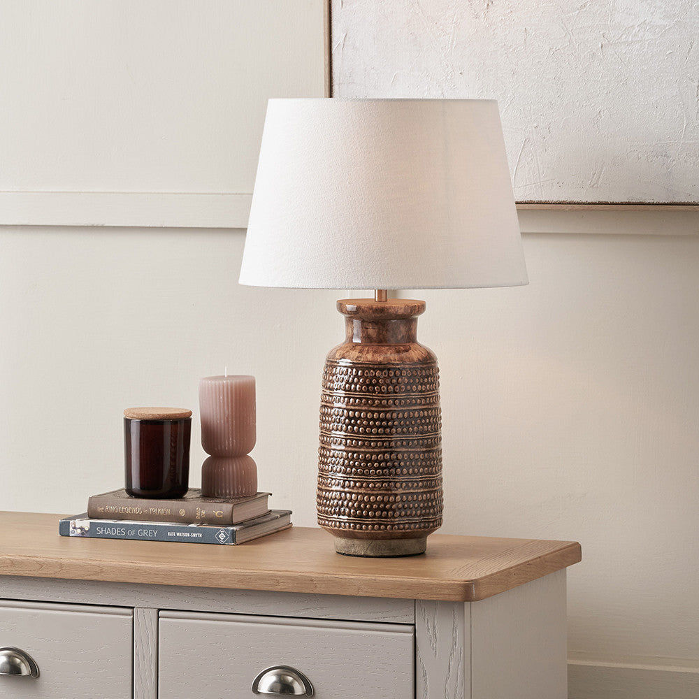 Theano Dot Design Brown Glaze Tall Table Lamp Base  Nicholas John Interiors