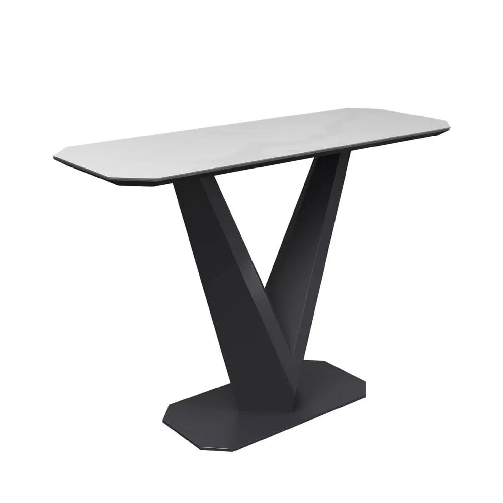 Vizarri Matte White Ceramic Console Table