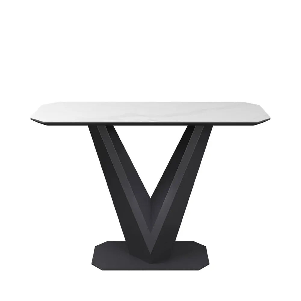 Vizarri Matte White Ceramic Console Table