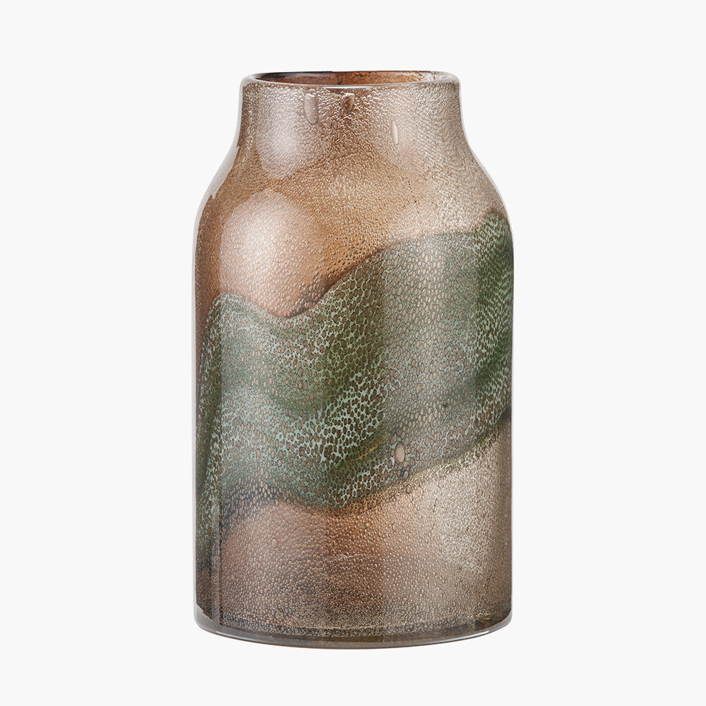 Valtellina Brown and Green Glass Vase  Nicholas John Interiors
