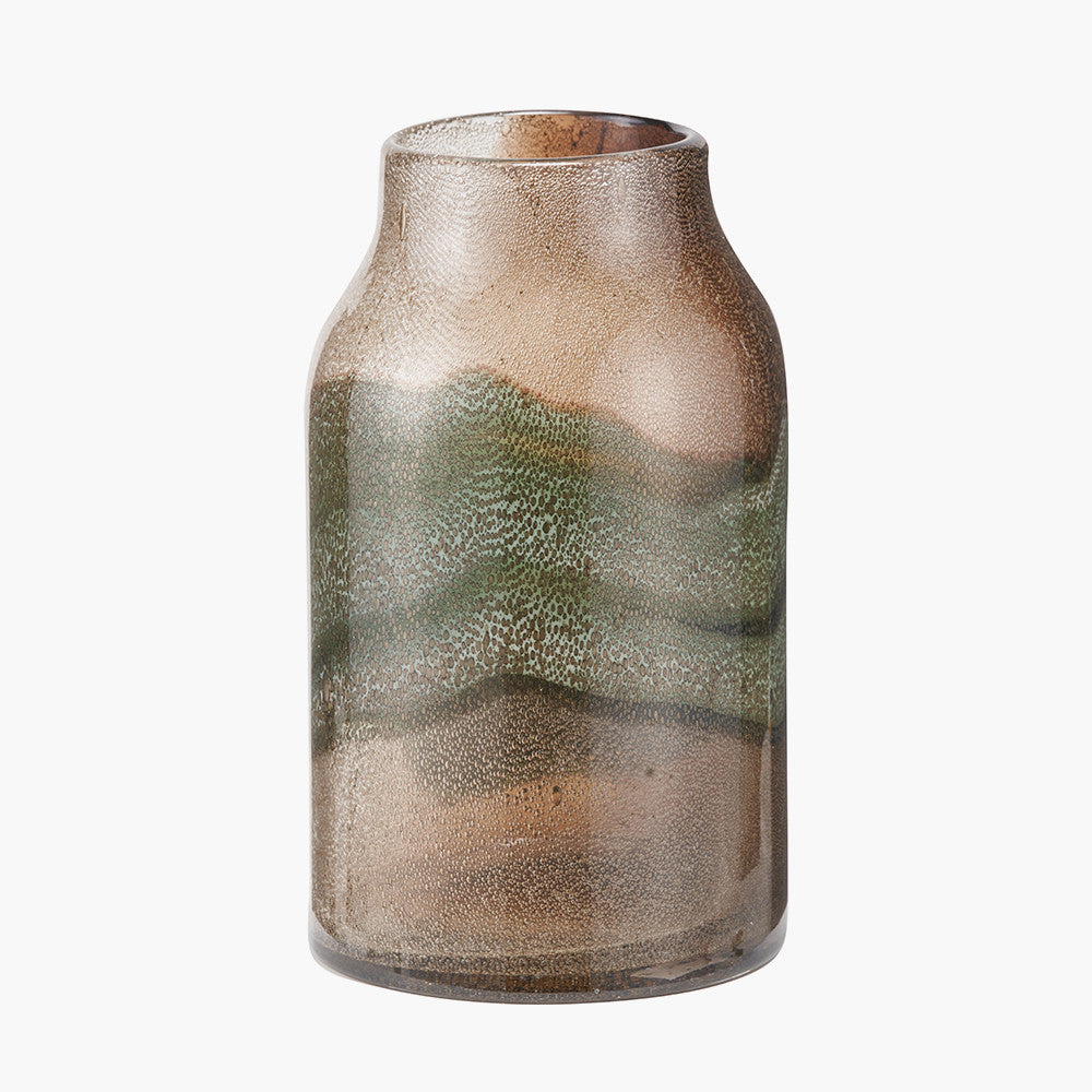 Valtellina Brown and Green Glass Vase  Nicholas John Interiors