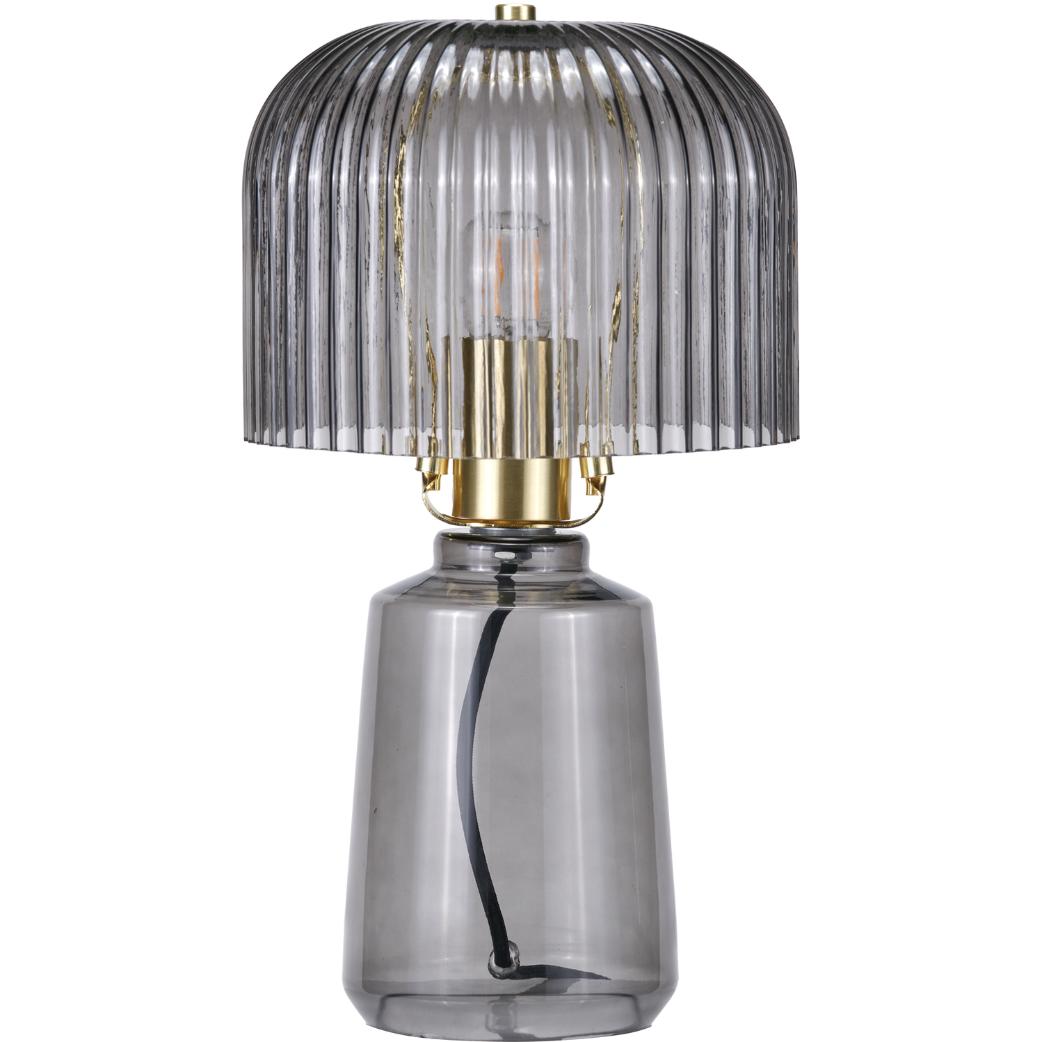 Zandra Grey Ribbed Glass Table Lamp  Nicholas John Interiors