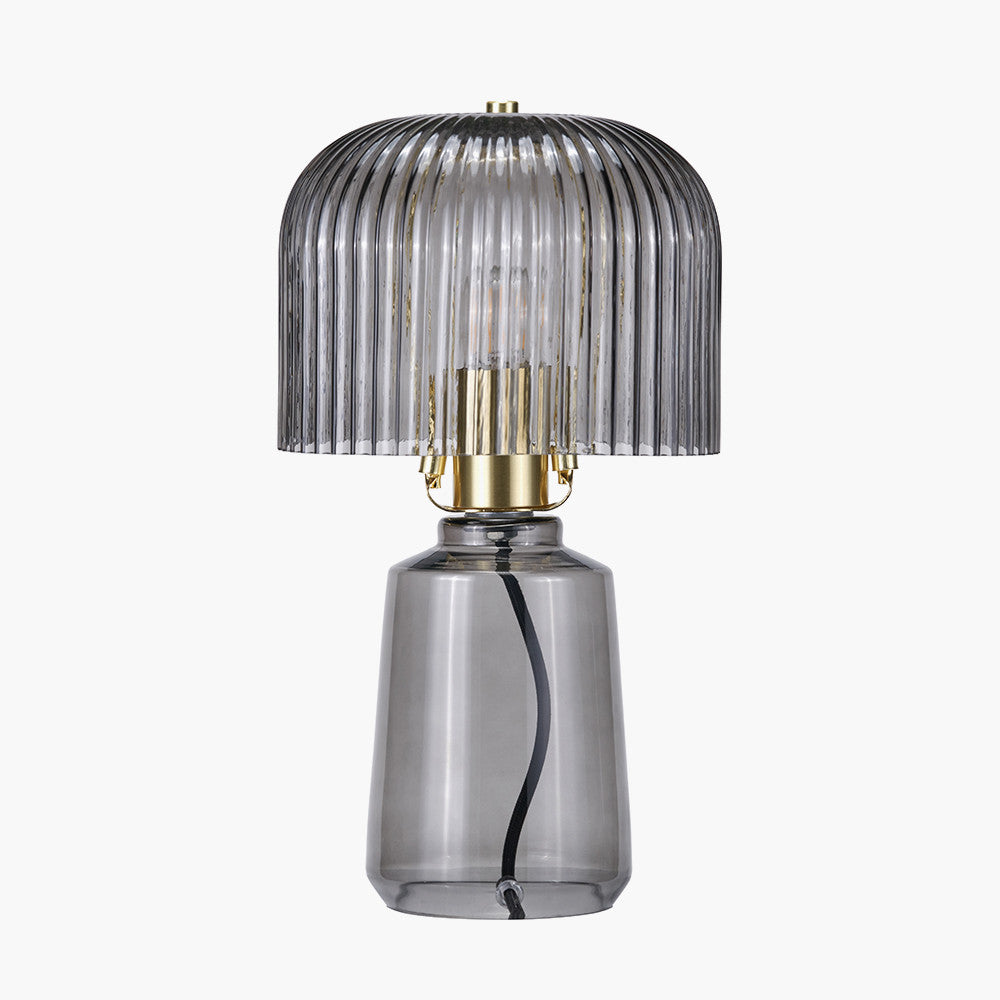Zandra Grey Ribbed Glass Table Lamp  Nicholas John Interiors