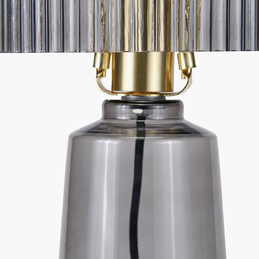 Zandra Grey Ribbed Glass Table Lamp  Nicholas John Interiors