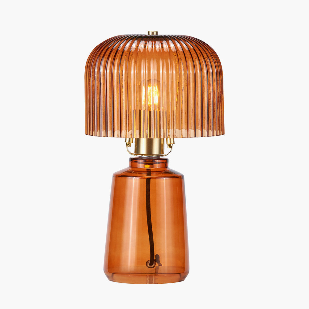 Zandra Orange Ribbed Glass Table Lamp  Nicholas John Interiors