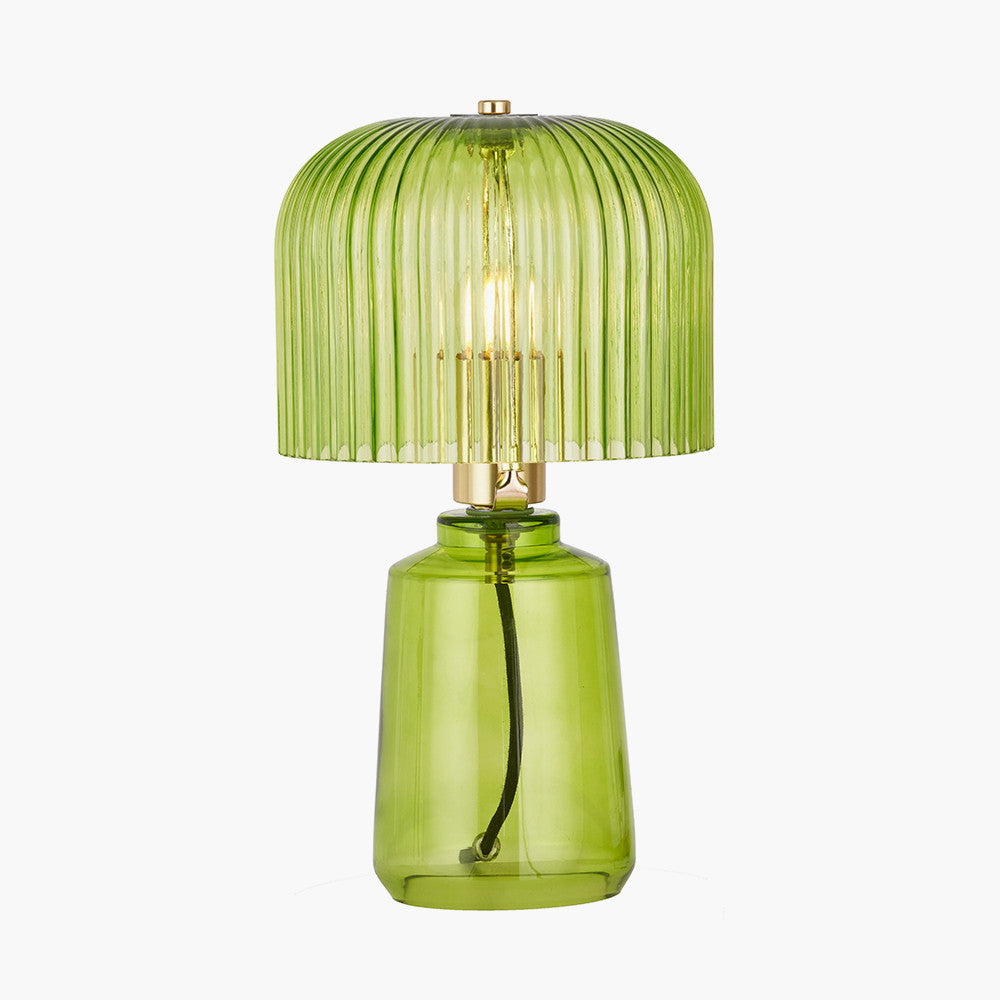 Zandra Spring Green Ribbed Glass Table Lamp  Nicholas John Interiors