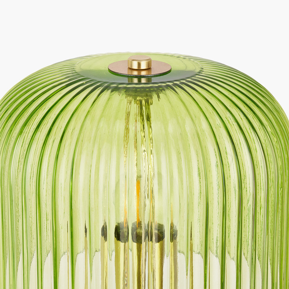 Zandra Spring Green Ribbed Glass Table Lamp  Nicholas John Interiors