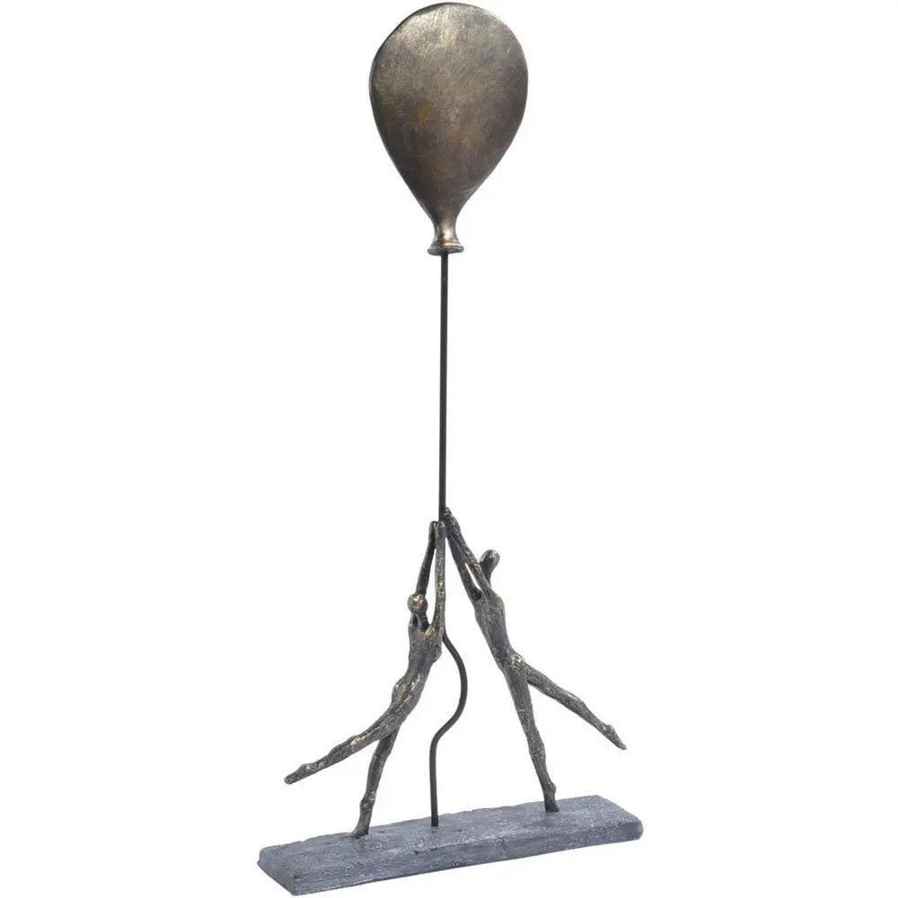 Antique Bronze Couple Sculpture with Balloon